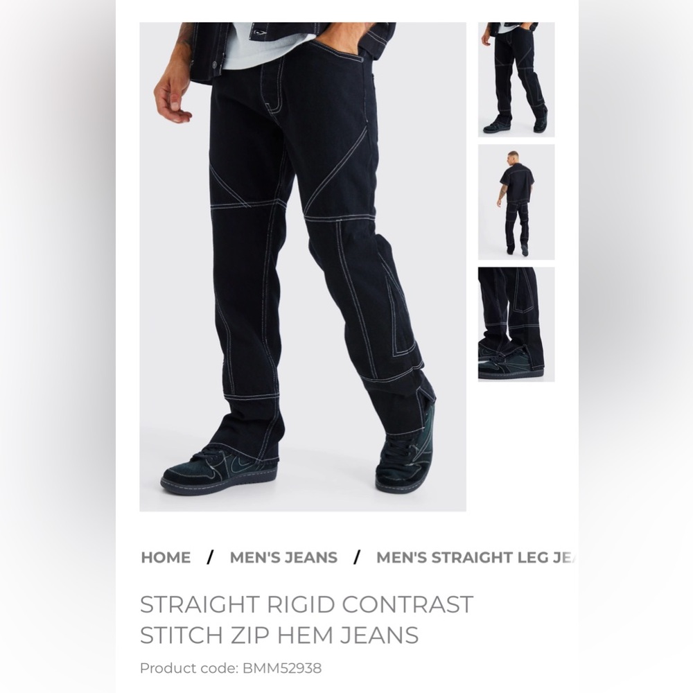 Men's Black Contrast Stitch Jeans